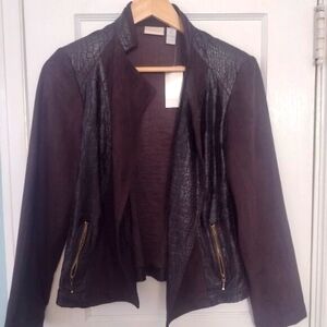 NWT Chico's Dark Brown Faux Suede Leather Jacket